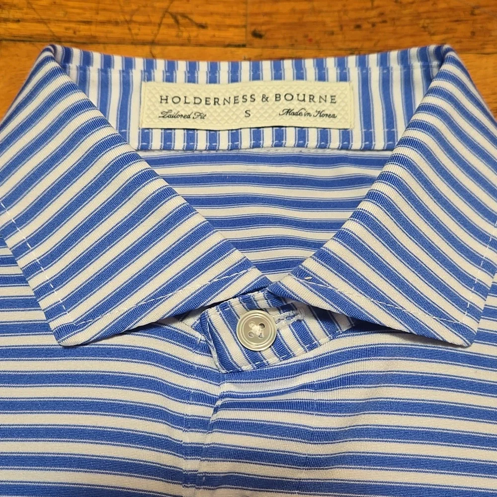Holderness & Bourne Tailored Fit "The Barnes" Polo Fiji & White- Small - Picture 1 of 10